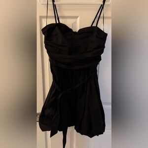 Zara Black Poplin Voluminous Mini Dress